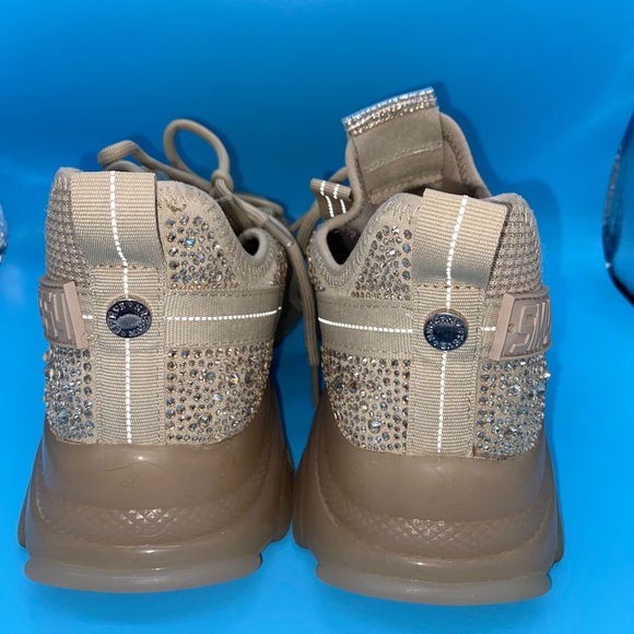 Steve Madden Maxima Blush Gold Nude Sparkle Rhinestone Sneakers Size 9.5M - Picture 5 of 12